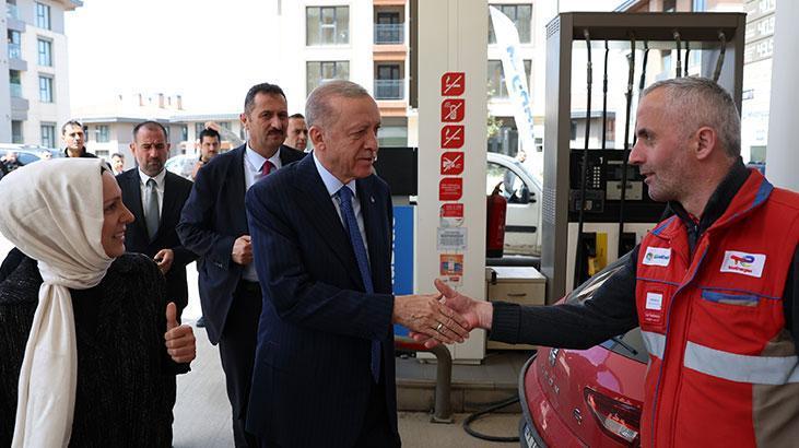 Erdoğan’dan akaryakıt istasyonu ziyareti! Çalışanlar ve vatandaşlarla sohbet etti